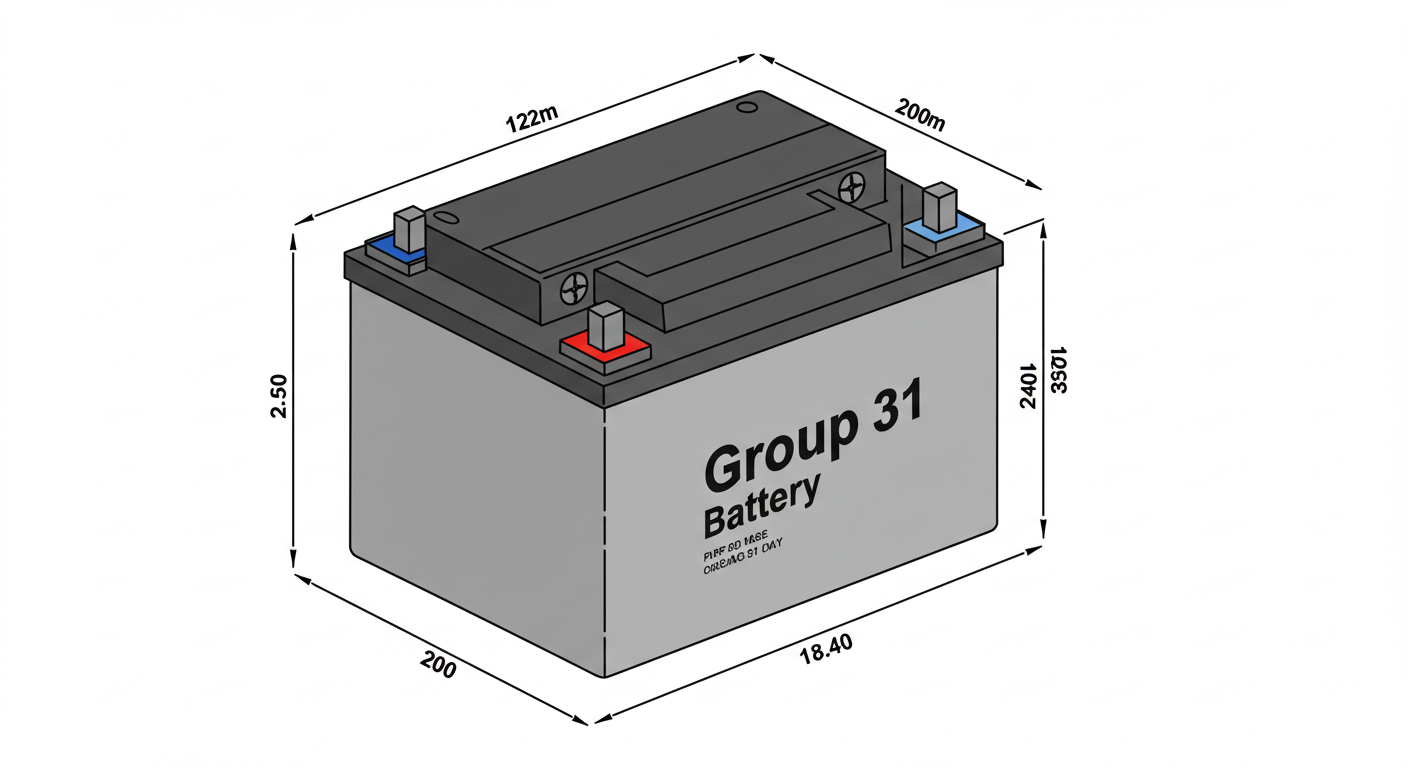 Group 31 Batteries: Dimensions, LiFePO4 & UL 2580-Certified Options Group 31 battery dimensional diagram showing exact measurements - Group 31 Batteries: Dimensions, LiFePO4 & UL 2580-Certified Options
